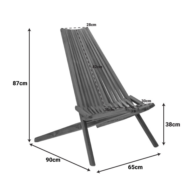 Πολυθρόνα Phoenox πτυσσόμενη φυσικό teak ξύλο 65x90x87εκ