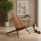 Πολυθρόνα Phoenox πτυσσόμενη φυσικό teak ξύλο 65x90x87εκ