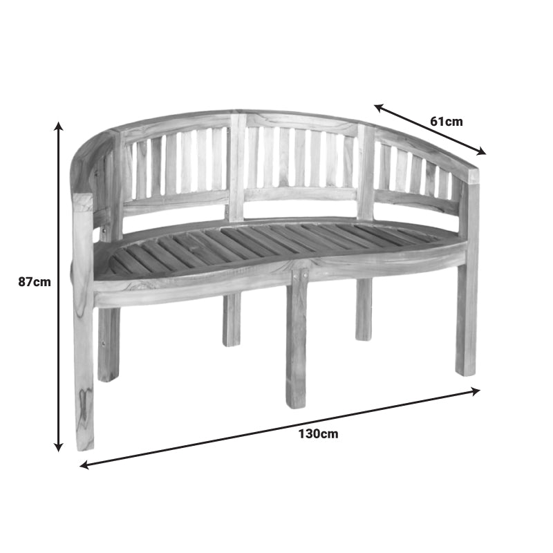 Καναπές διθέσιος Coren φυσικό teak ξύλο 130x61x87εκ