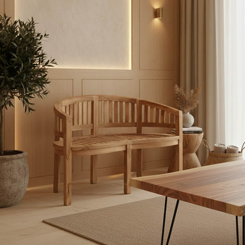 Καναπές διθέσιος Coren φυσικό teak ξύλο 130x61x87εκ