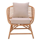 Πολυθρόνα Caxen φυσικό rattan-λευκό μαξιλάρι 72x63x75εκ