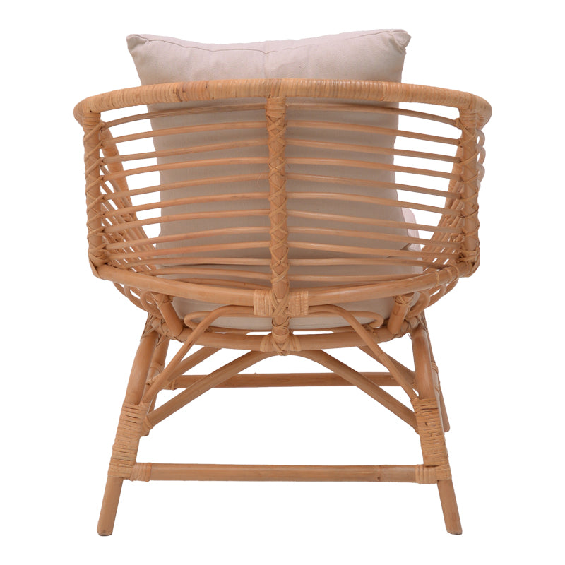Πολυθρόνα Caxen φυσικό rattan-λευκό μαξιλάρι 72x63x75εκ