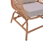 Πολυθρόνα Caxen φυσικό rattan-λευκό μαξιλάρι 72x63x75εκ