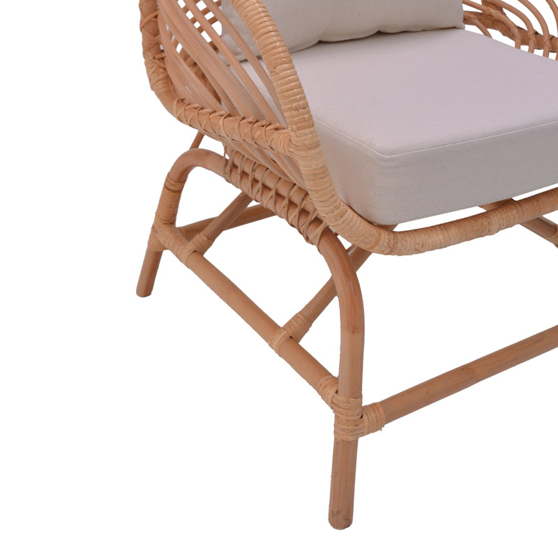 Πολυθρόνα Caxen φυσικό rattan-λευκό μαξιλάρι 72x63x75εκ