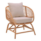 Πολυθρόνα Caxen φυσικό rattan-λευκό μαξιλάρι 72x63x75εκ
