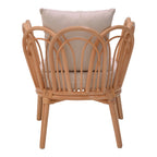 Πολυθρόνα Tania φυσικό rattan-λευκό μαξιλάρι 76x76x76εκ