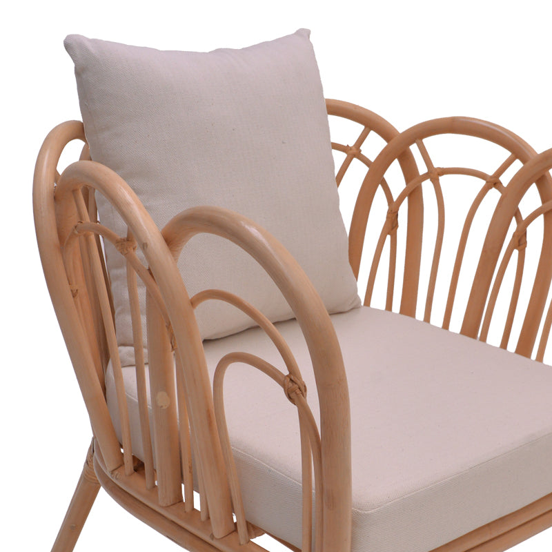 Πολυθρόνα Tania φυσικό rattan-λευκό μαξιλάρι 76x76x76εκ