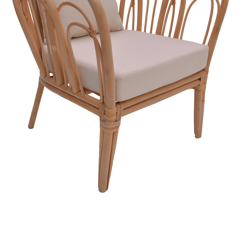 Πολυθρόνα Tania φυσικό rattan-λευκό μαξιλάρι 76x76x76εκ