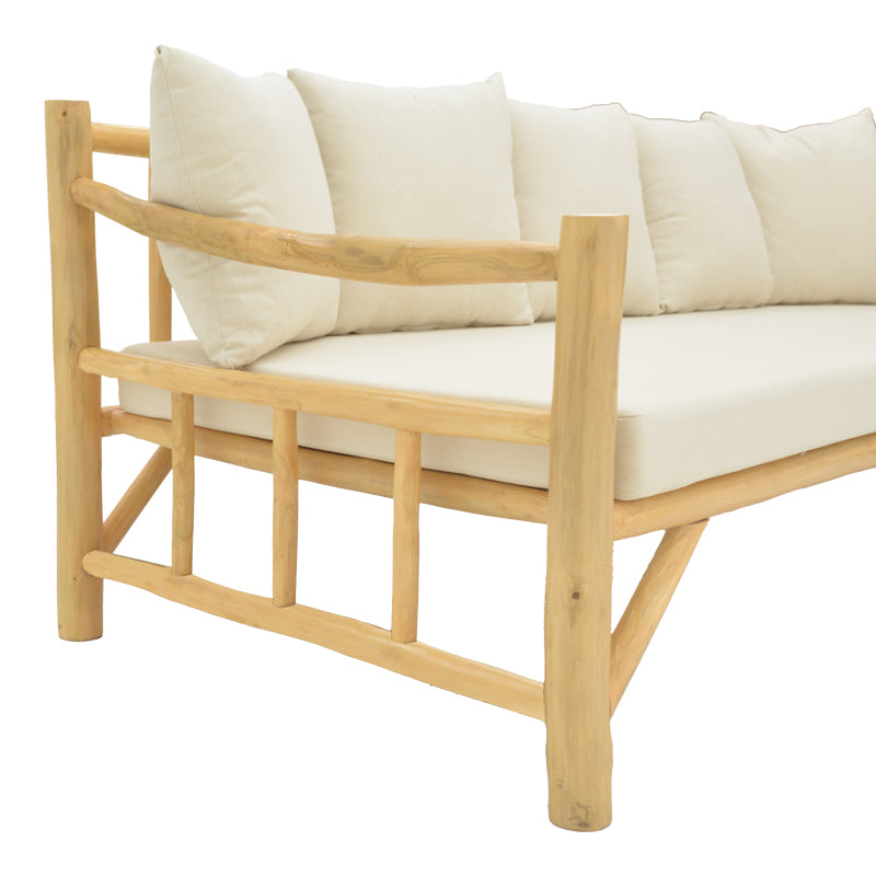 Καναπές Roziana φυσικό teak ξύλο 210x100x80εκ