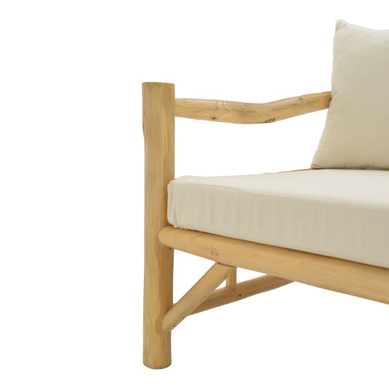 Καναπές Roziana φυσικό teak ξύλο 210x100x80εκ