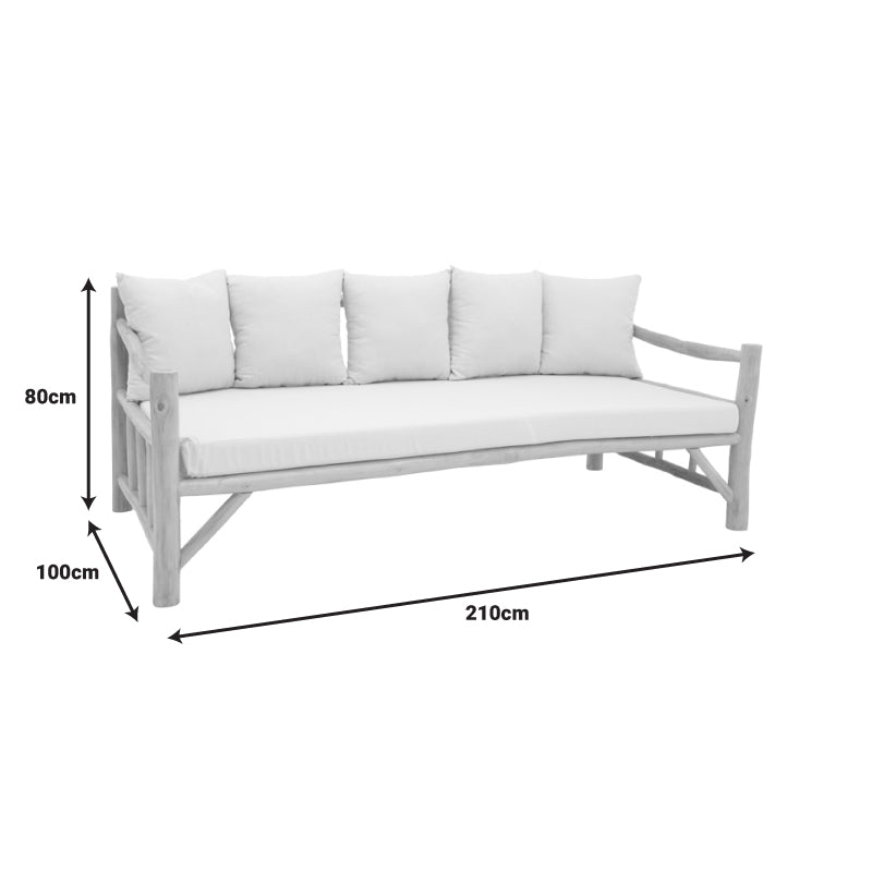 Καναπές Roziana φυσικό teak ξύλο 210x100x80εκ