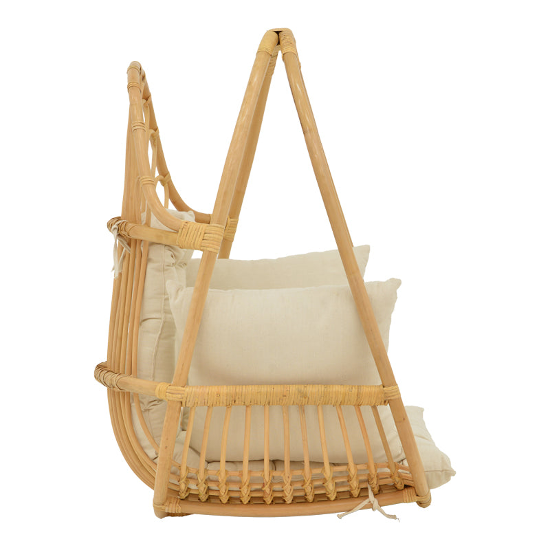 Κρεμαστή κούνια Jorg φυσικό rattan-κρεμ μαξιλάρι 80x59x105εκ