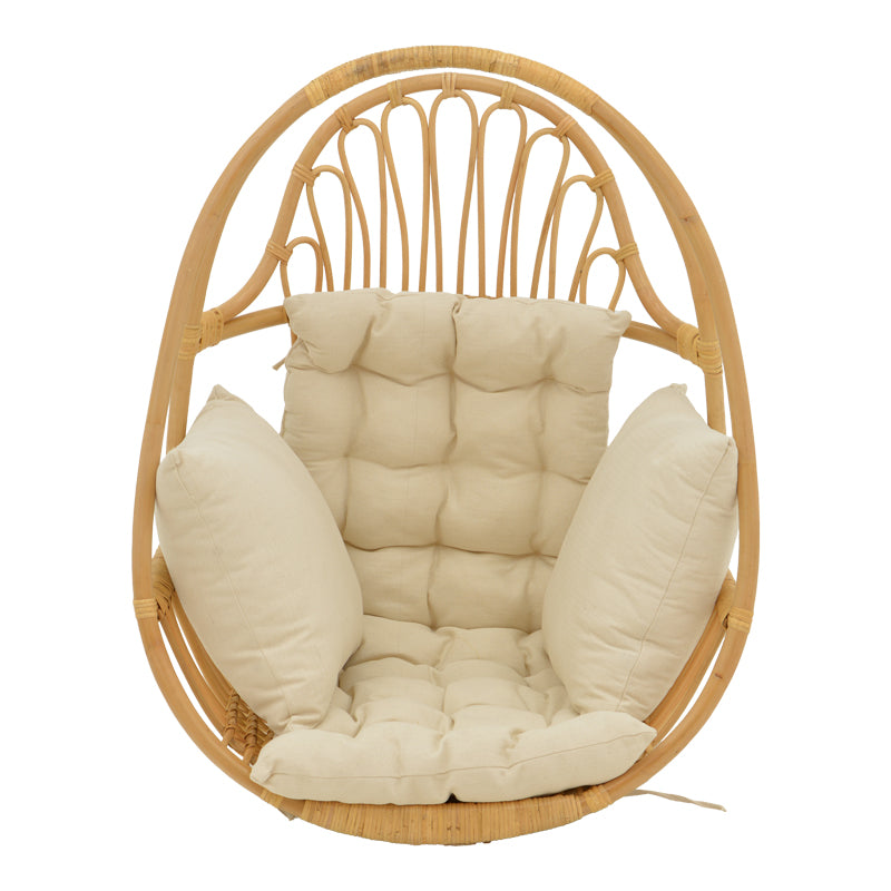 Κρεμαστή κούνια Jorg φυσικό rattan-κρεμ μαξιλάρι 80x59x105εκ