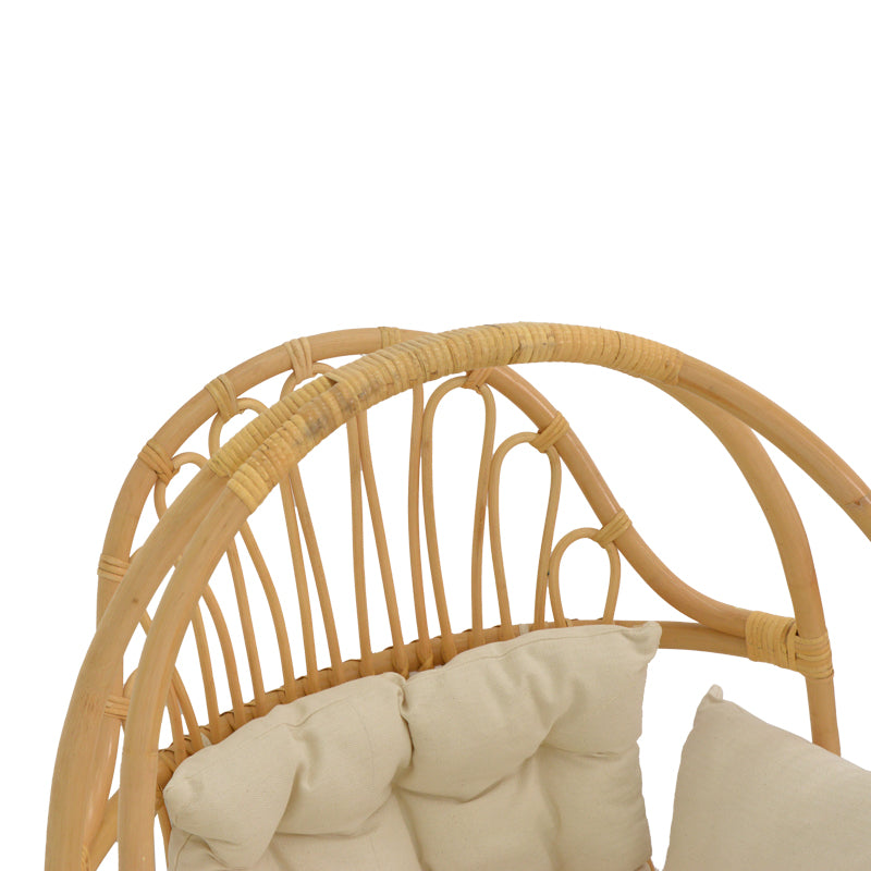 Κρεμαστή κούνια Jorg φυσικό rattan-κρεμ μαξιλάρι 80x59x105εκ