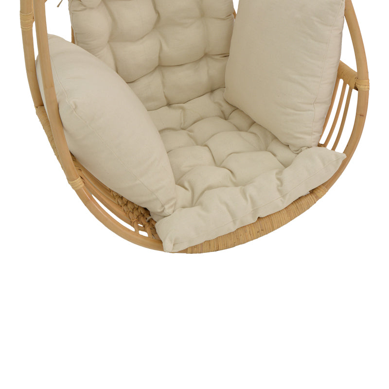 Κρεμαστή κούνια Jorg φυσικό rattan-κρεμ μαξιλάρι 80x59x105εκ