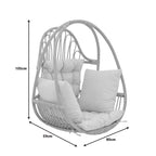 Κρεμαστή κούνια Jorg φυσικό rattan-κρεμ μαξιλάρι 80x59x105εκ