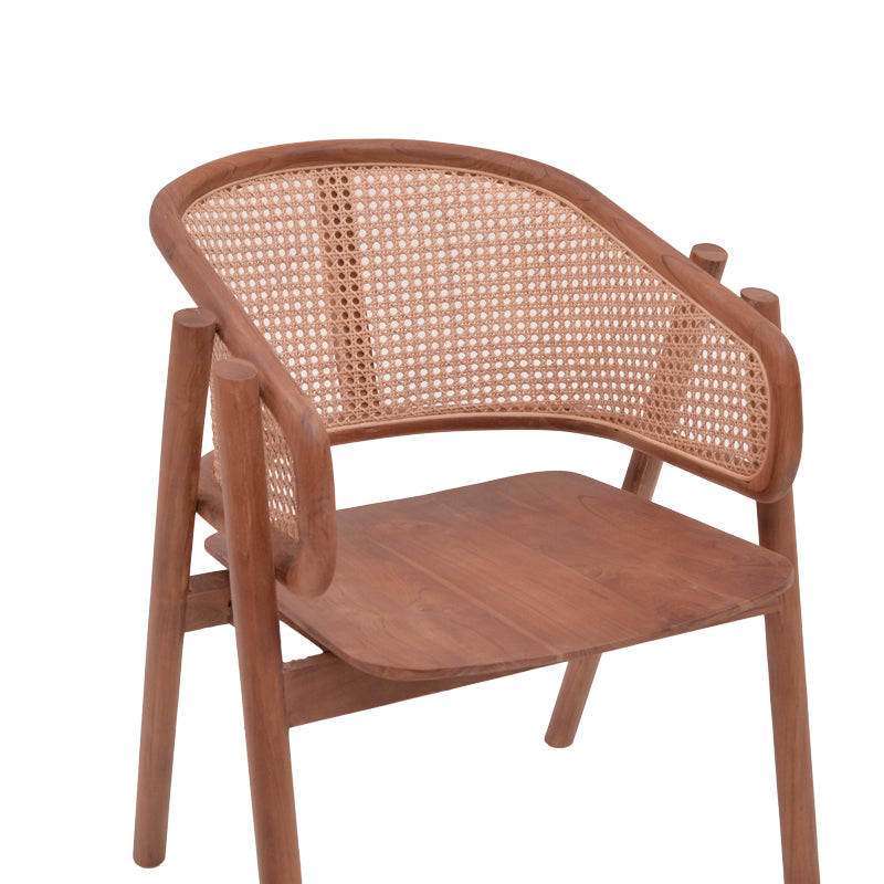 Πολυθρόνα Anlene σκελετός teak ξύλο σε καρυδί απόχρωση με φυσικό rattan 62x54x82εκ