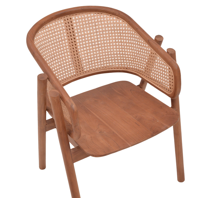 Πολυθρόνα Anlene σκελετός teak ξύλο σε καρυδί απόχρωση με φυσικό rattan 62x54x82εκ