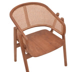 Πολυθρόνα Anlene σκελετός teak ξύλο σε καρυδί απόχρωση με φυσικό rattan 62x54x82εκ