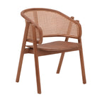 Πολυθρόνα Anlene σκελετός teak ξύλο σε καρυδί απόχρωση με φυσικό rattan 62x54x82εκ