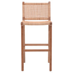 Σκαμπό μπαρ μεσαίου ύψους Sponze teak ξύλο-φυσικό rattan σε φυσική απόχρωση 40x47x89εκ