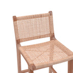 Σκαμπό μπαρ μεσαίου ύψους Sponze teak ξύλο-φυσικό rattan σε φυσική απόχρωση 40x47x89εκ