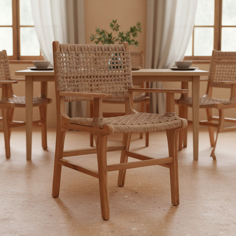 Πολυθρόνα Sponze σκελετός teak ξύλο- pe σχοινί σε φυσική απόχρωση 54x60x86εκ