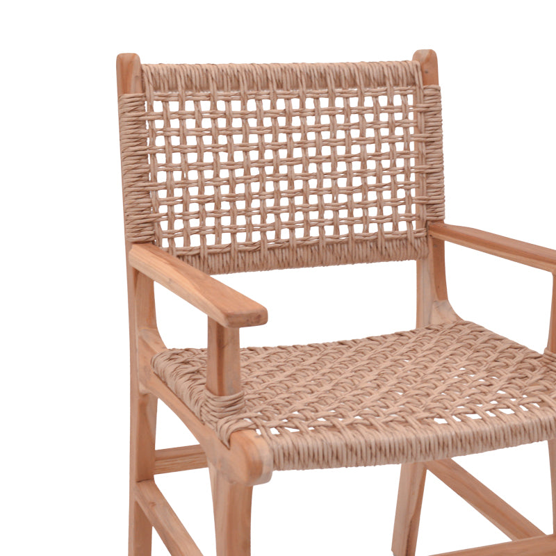 Πολυθρόνα Sponze σκελετός teak ξύλο- pe σχοινί σε φυσική απόχρωση 54x60x86εκ