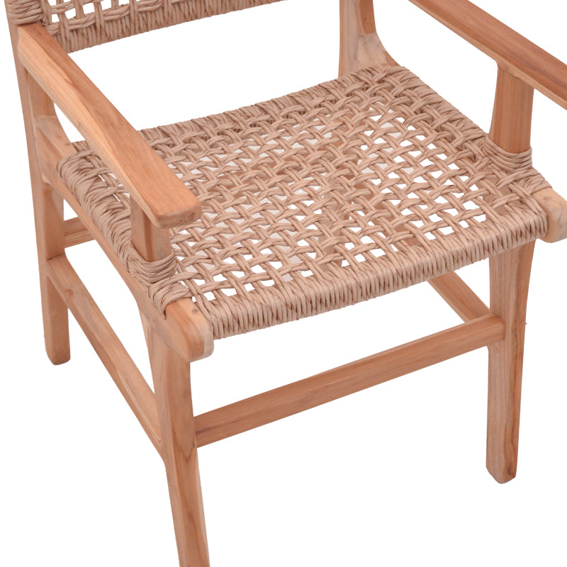 Πολυθρόνα Sponze σκελετός teak ξύλο- pe σχοινί σε φυσική απόχρωση 54x60x86εκ
