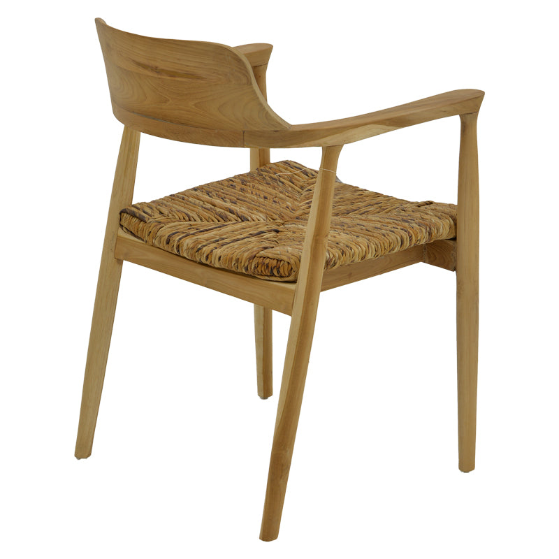 Πολυθρόνα Denverone φυσικό teak ξύλο και ψάθα 57x54x79εκ