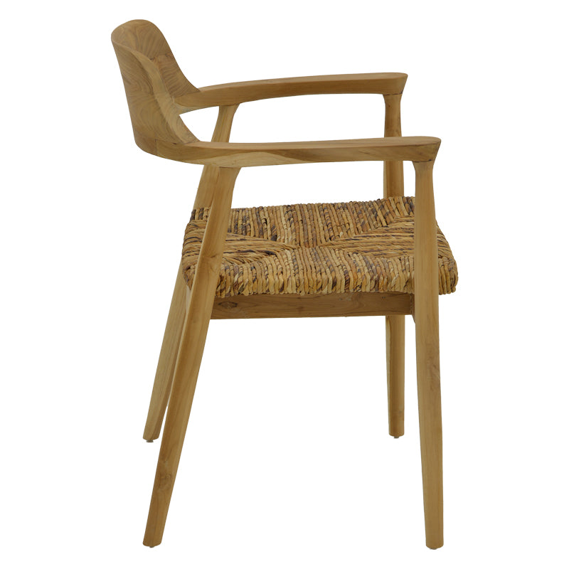 Πολυθρόνα Denverone φυσικό teak ξύλο και ψάθα 57x54x79εκ
