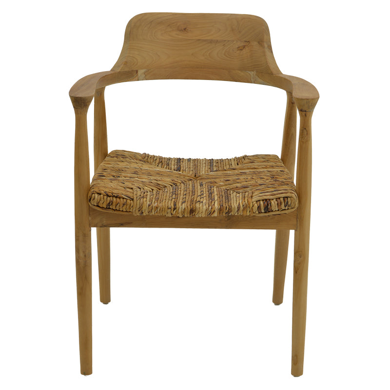 Πολυθρόνα Denverone φυσικό teak ξύλο και ψάθα 57x54x79εκ