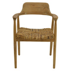Πολυθρόνα Denverone φυσικό teak ξύλο και ψάθα 57x54x79εκ