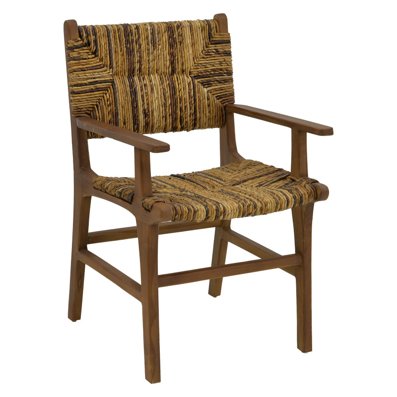 Πολυθρόνα Refane φυσικό teak ξύλο-ψάθα 55x60x85εκ