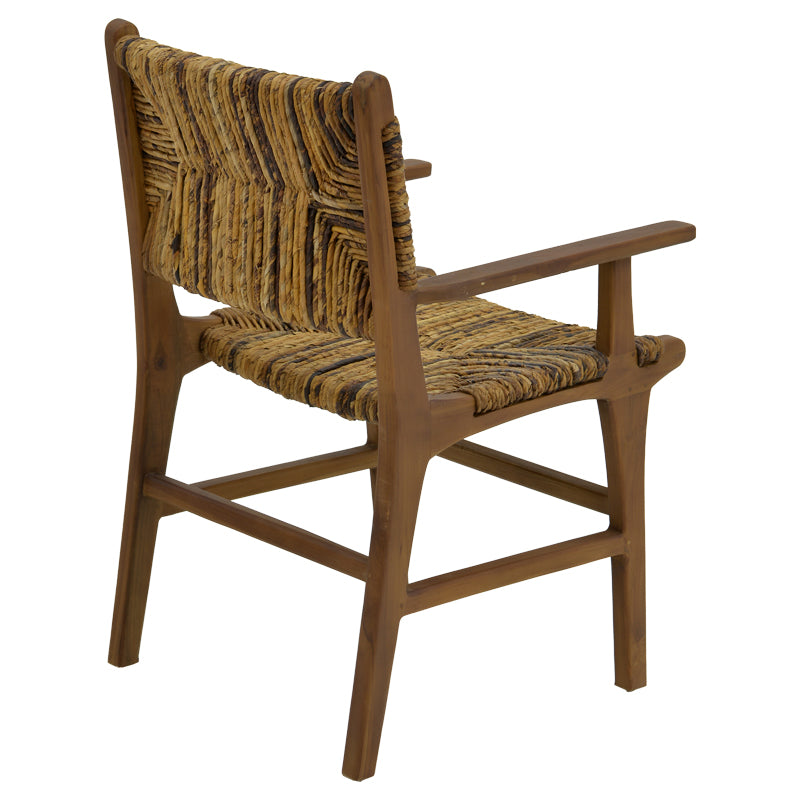Πολυθρόνα Refane φυσικό teak ξύλο-ψάθα 55x60x85εκ