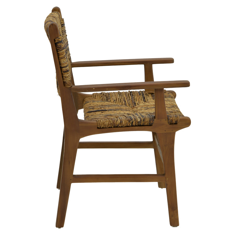 Πολυθρόνα Refane φυσικό teak ξύλο-ψάθα 55x60x85εκ