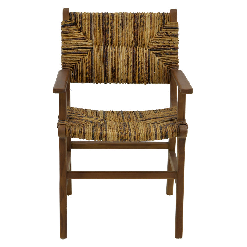 Πολυθρόνα Refane φυσικό teak ξύλο-ψάθα 55x60x85εκ