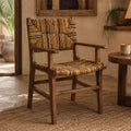 Πολυθρόνα Refane φυσικό teak ξύλο-ψάθα 55x60x85εκ