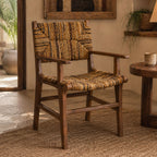 Πολυθρόνα Refane φυσικό teak ξύλο-ψάθα 55x60x85εκ