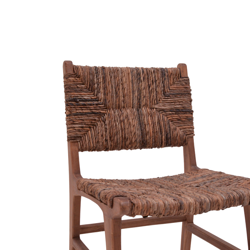 Καρέκλα Refane σκελετός teak ξύλο με ψάθα σε καρυδί απόχρωση 50x58x85εκ