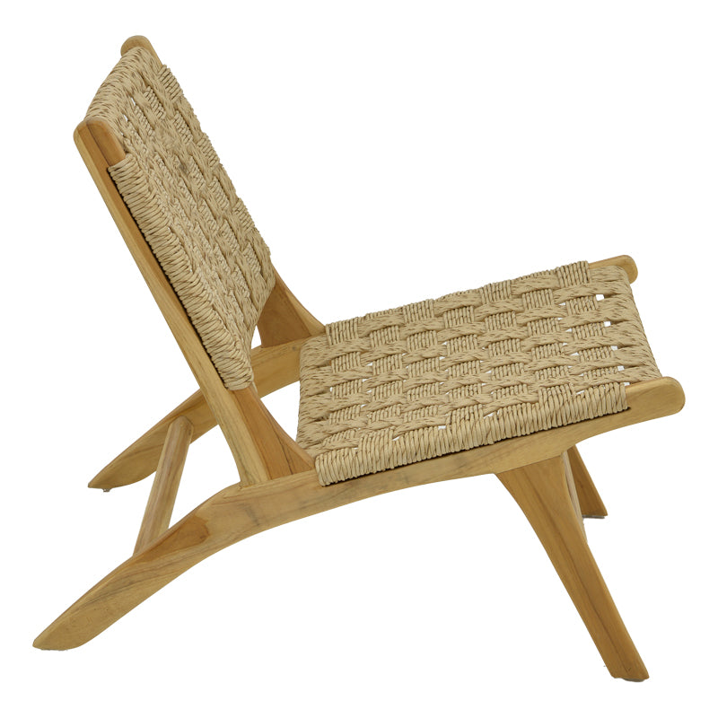 Πολυθρόνα Foldere φυσικό teak ξύλο-pe σχοινί 65x78x68εκ