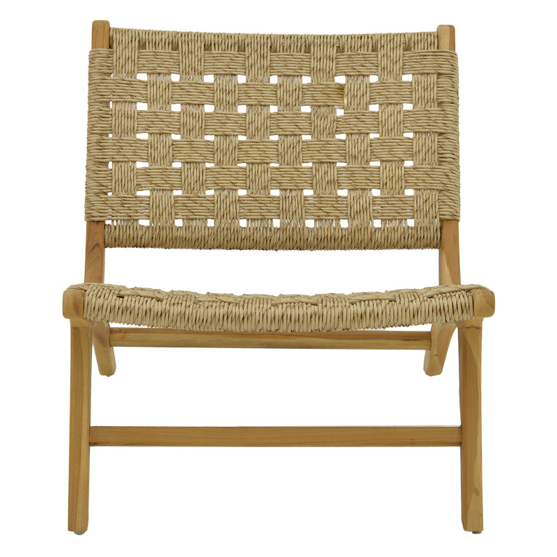 Πολυθρόνα Foldere φυσικό teak ξύλο-pe σχοινί 65x78x68εκ