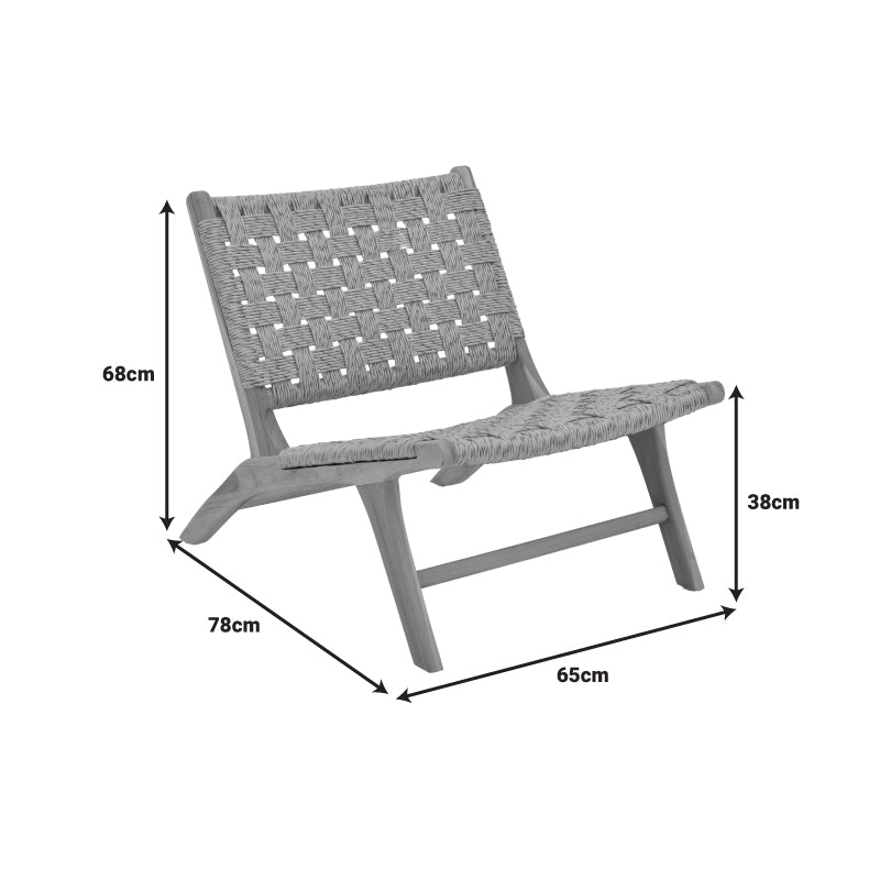 Πολυθρόνα Foldere φυσικό teak ξύλο-pe σχοινί 65x78x68εκ