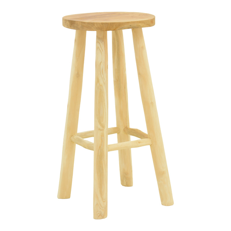 Σκαμπό μπαρ Nusiwo teak ξύλο σε φυσική απόχρωση Φ35x70εκ