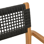 Πολυθρόνα Lengan σκελετός teak ξύλο σε φυσική απόχρωση-μαύρο σχοινί 54x52x80εκ