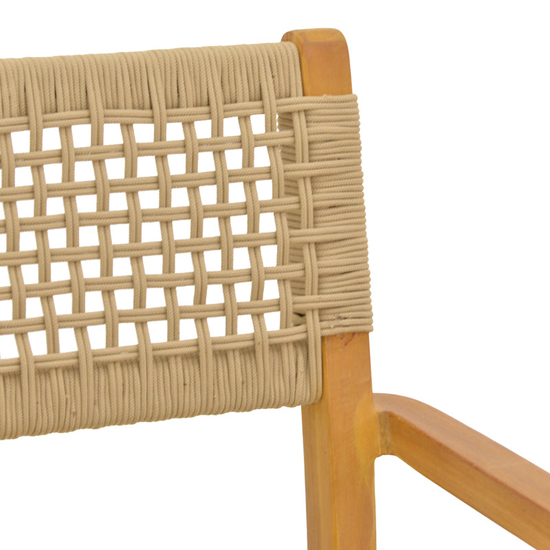 Πολυθρόνα Lengan σκελετός teak ξύλο σε φυσική απόχρωση-μπεζ σχοινί 54x52x80εκ