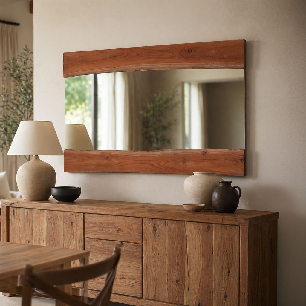 Καθρέπτης Riverine teak ξύλο σε φυσική απόχρωση 120x80x4εκ