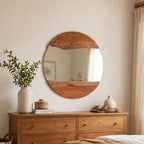 Καθρέπτης Alkmen teak ξύλο σε φυσική απόχρωση Φ60x4εκ