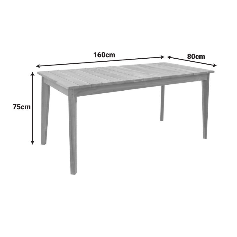 Τραπέζι Ory teak ξύλο σε φυσική απόχρωση 160x80x75εκ