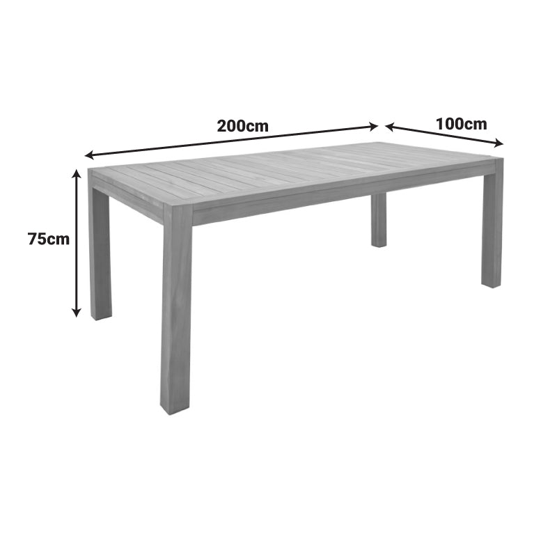 Τραπέζι Vocaly teak ξύλο σε φυσική απόχρωση 200x100x75εκ